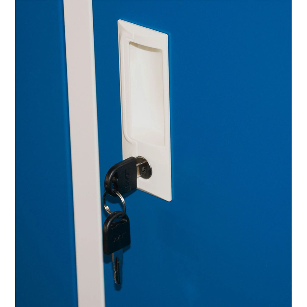 Троен метален гардероб RFG 120/40/120 см бял-син